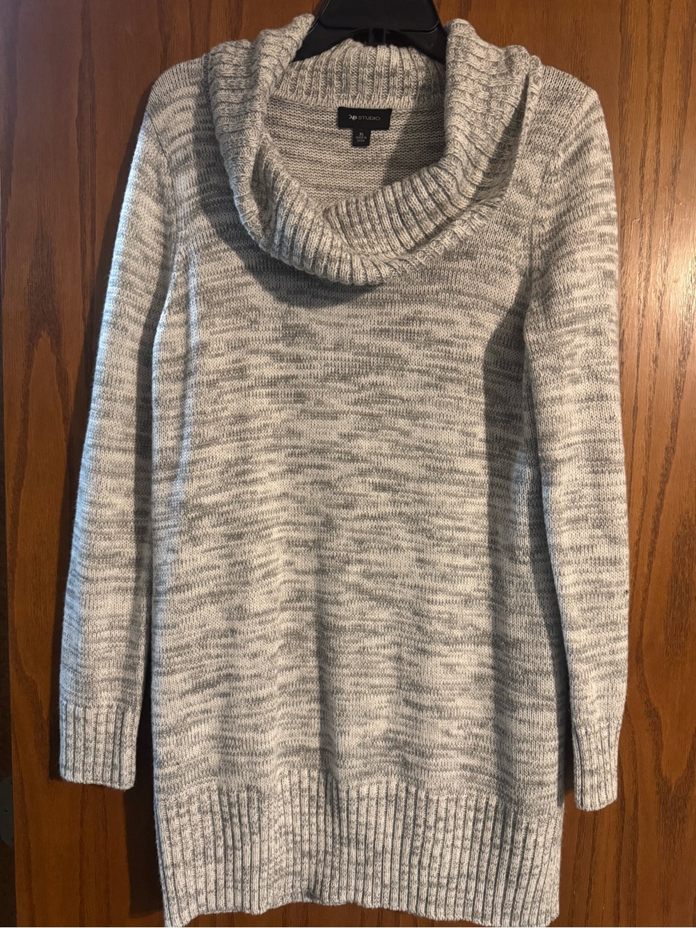 AB Studio Gray Marled Cowl Neck Sweater